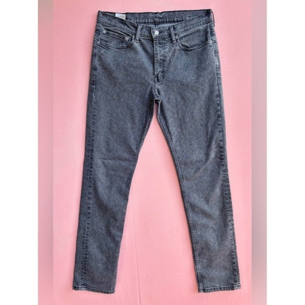 Levis 511 Slim Fit Gray Acid Wash Jeans Mens 34 x 34 Tapered Leg Denim Pants